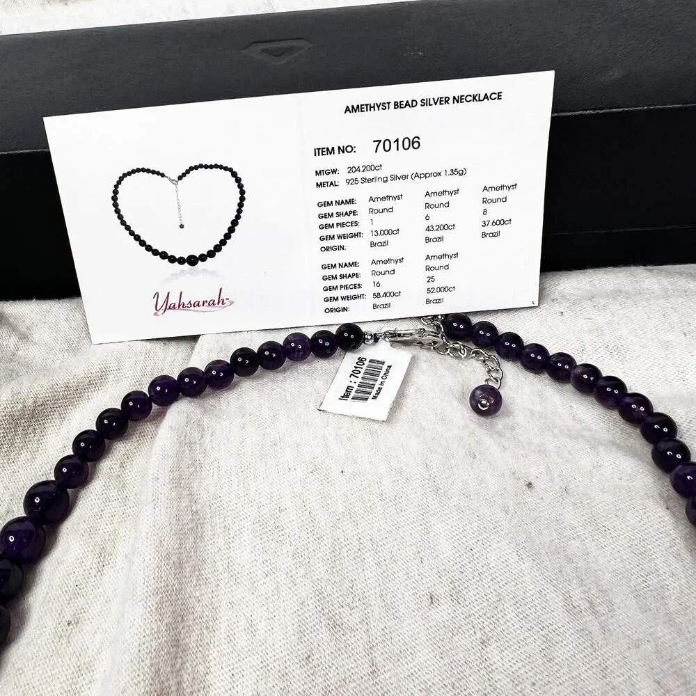 Amethyst Bead Silver Necklace | yahsarah | Gems TV | 925 Sterling Silver